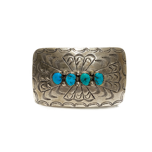 American Indian Sterling w/ Turquoise Row 4 (DC Thomas) Buckle