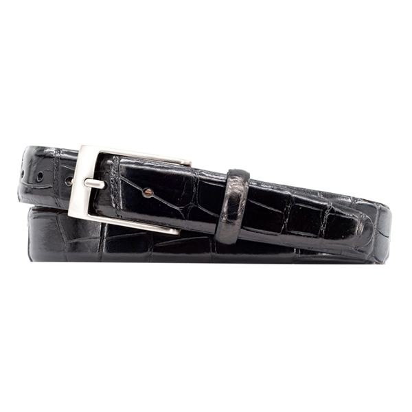 Jefferson 2 Buckle Authentic Alligator Belt - Black