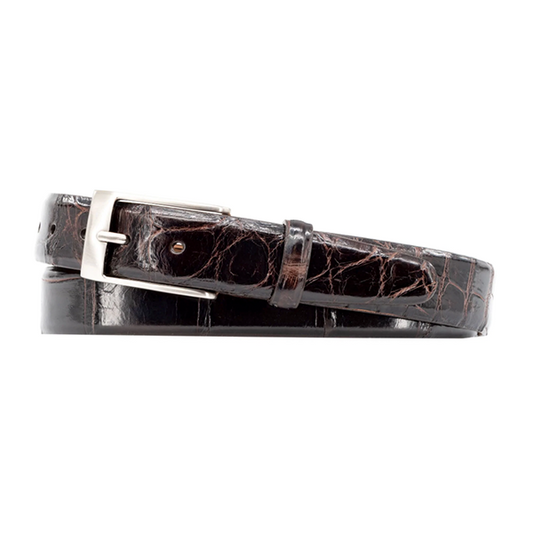 Jefferson 2 Buckle Authentic Alligator Belt - Walnut